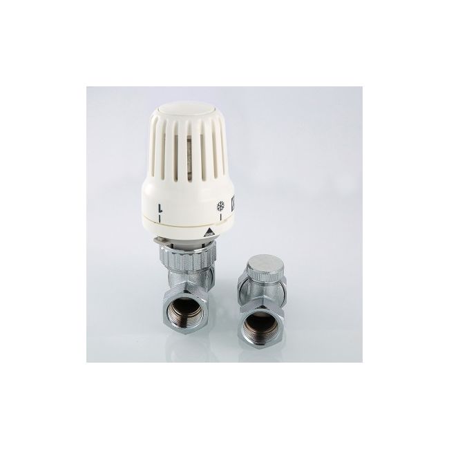 Комплект терморег-го оборуд-я д/рад., прямой 1/2" (термост-ая головка, термостат-й клапан, запорный Valtec VT.046.N.04 ,фото 2