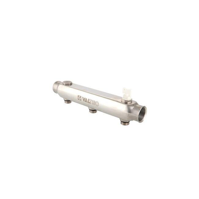Коллектор из нерж. стали, с м-о расст вых. 100мм, 1"х 8 вых. 1/2" нар. Valtec VTc.510.SS.060408, Размер изделия: 1, 8 x 1/2 
