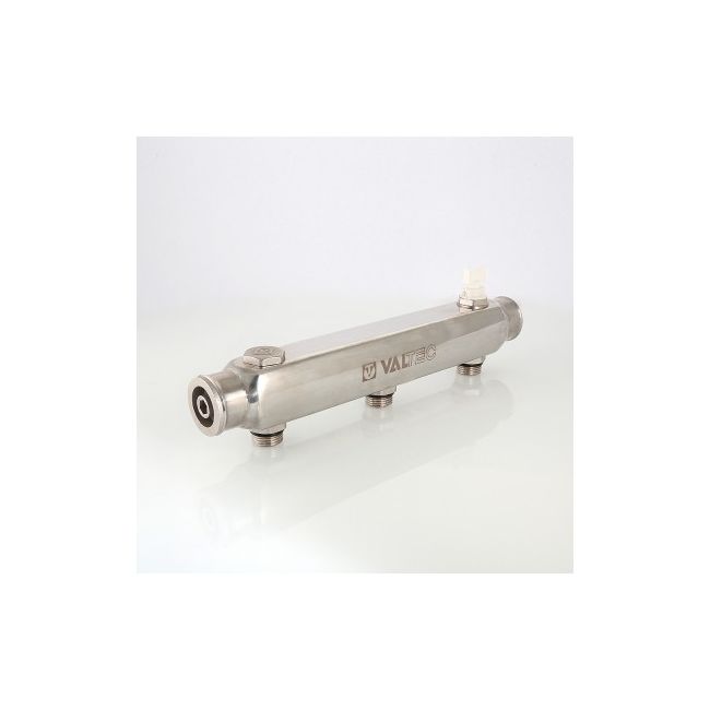 Коллектор из нерж. стали, с м-о расст вых. 100мм, 1"х 3 вых. 1/2" нар. Valtec VTc.510.SS.060403, Размер изделия: 1, 3 x 1/2 ,фото 2