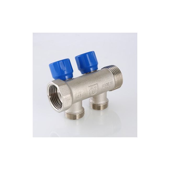 Коллектор с регул. вентилями, 1"х2 вых. Евроконус 3/4 Valtec VTc.560.NE.060502, Размер изделия: 1, 2 x 3/4 ,фото 4