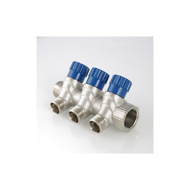 Коллектор с регул. вентилями, 3/4"х2 вых. 1/2" нар. Valtec VTc.560.N.0502, Размер изделия:  3/4, 2 х 1/2 ,фото 2