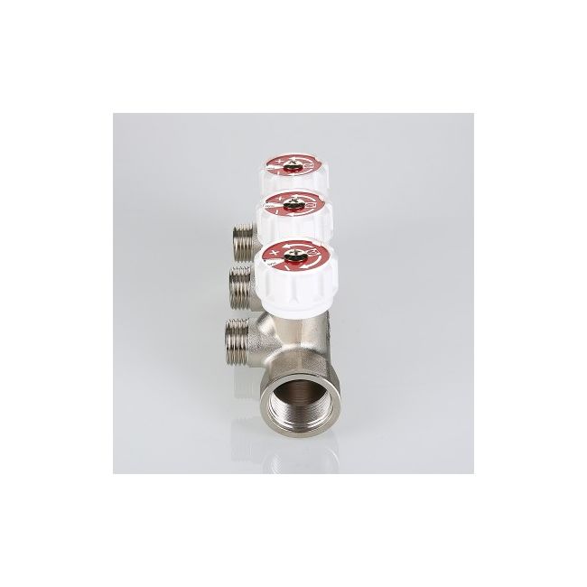 Коллектор с регул. вентилями, 3/4"х2 вых. 1/2" нар. (на подающий трубопровод) Valtec VTc.570.N.0502, Размер изделия: 3/4, 2 х 1/2 ,фото 5