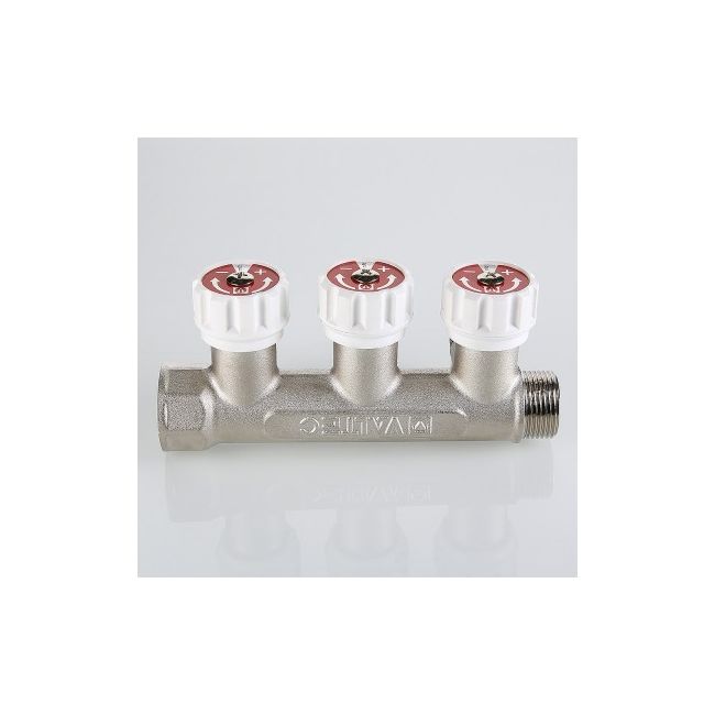 Коллектор с регул. вентилями, 3/4"х2 вых. 1/2" нар. (на подающий трубопровод) Valtec VTc.570.N.0502, Размер изделия: 3/4, 2 х 1/2 ,фото 3