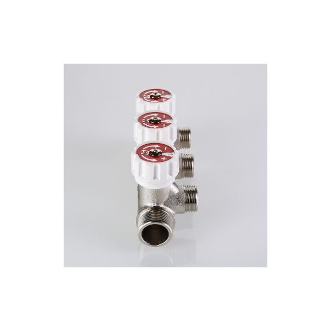 Коллектор с регул. вентилями, 3/4"х2 вых. 1/2" нар. (на подающий трубопровод) Valtec VTc.570.N.0502, Размер изделия: 3/4, 2 х 1/2 ,фото 2