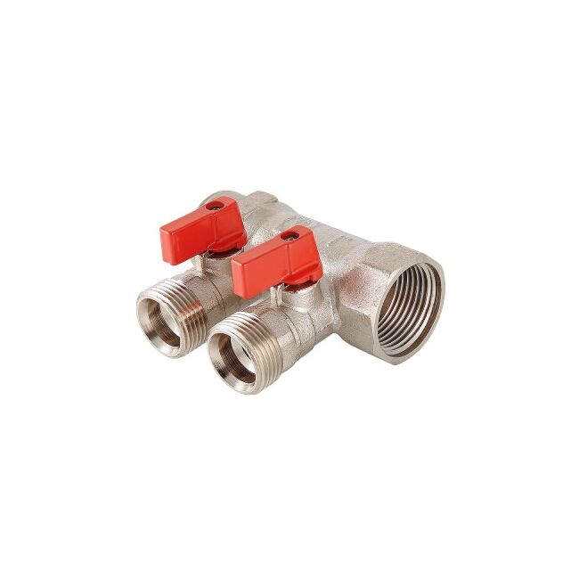 Коллектор с отсекающими кранами, 1"х3 вых. Евроконус 3/4 Valtec VTc.580.NE.0603, Размер изделия: 1 x 3 вых. 