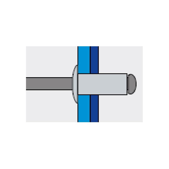 Заклепка вытяжная  стандартный бортик  ал/нерж. сталь Fasty, Диаметр гильзы, d1 мм: 4, Длина гильзы, L  мм: 12 ,фото 3