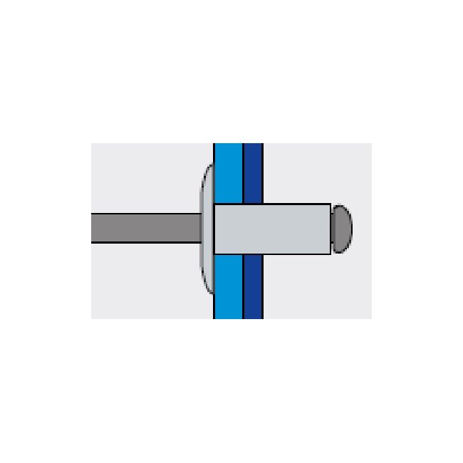 Заклепка вытяжная Ал/Нерж 5,0х16 шир. бортик 14 мм Bralo, Диаметр гильзы, d1 мм: 5, Длина гильзы, L  мм: 16, Диаметр бортика, мм: 14 ,фото 3