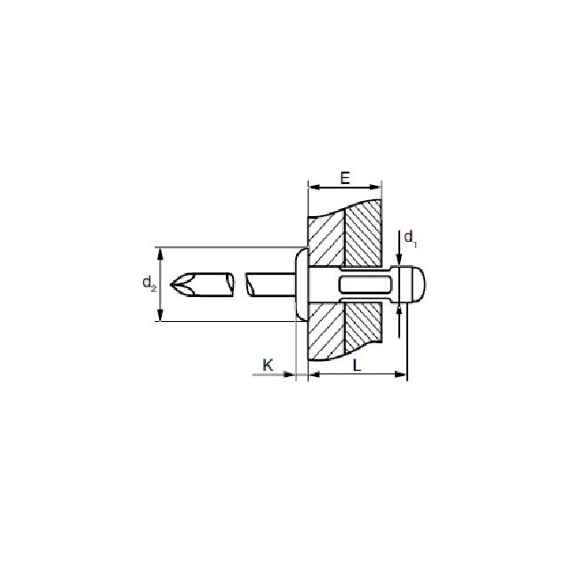 Заклепка вытяжная Ал/Ст 4,8х16 многозажимная / станд. бортик Fasty, Диаметр гильзы, d1 мм: 4,8, Длина гильзы, L  мм: 16,5 ,фото 2