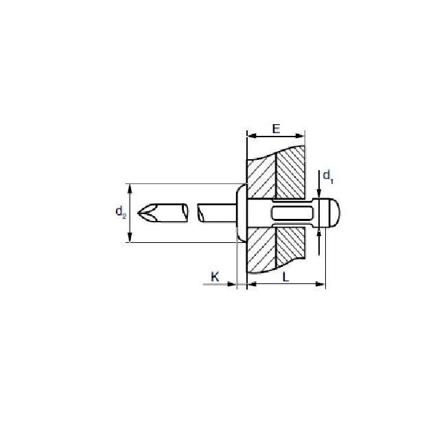 Заклепка вытяжная, многозажимная, стандартный бортик алюм./нерж. сталь Bralo, Диаметр гильзы, d1 мм: 4, Длина гильзы, L  мм: 12,5, Диаметр бортика, мм: 8.2 ,фото 2