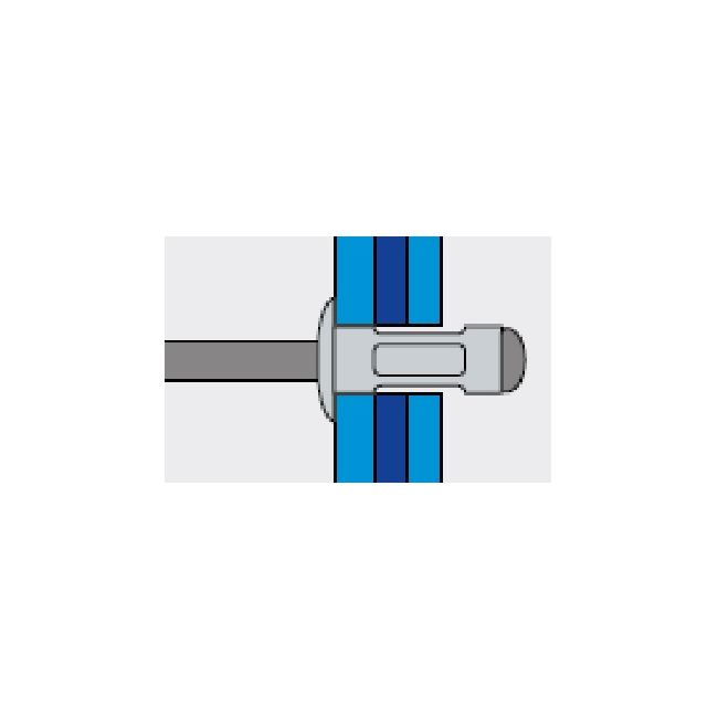 Заклепка вытяжная, многозажимная, стандартный бортик алюм./нерж. сталь Bralo, Диаметр гильзы, d1 мм: 4,8, Длина гильзы, L  мм: 24,5, Диаметр бортика, мм: 9.9 ,фото 3