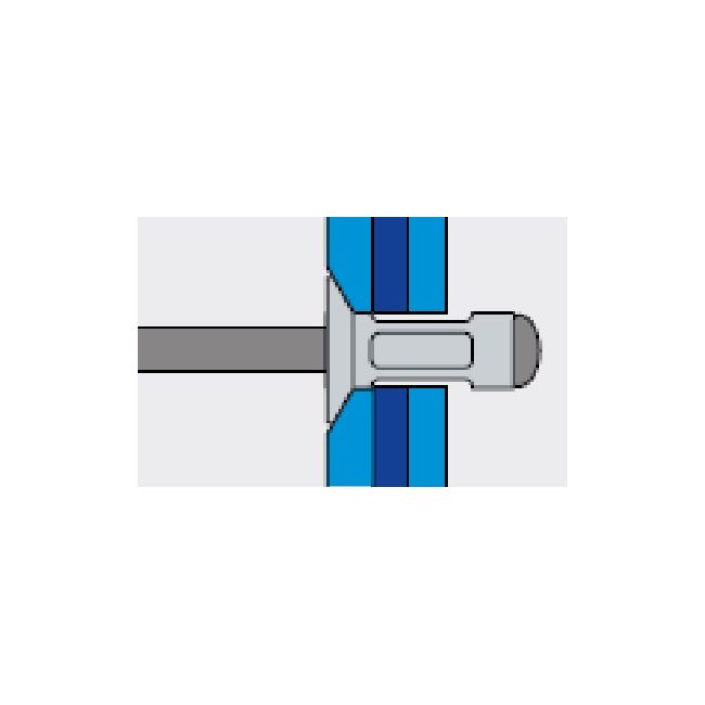 Заклепка вытяжная Ал/Ст 4,0х11 многозажимная / потайной бортик 120° Bralo, Диаметр гильзы, d1 мм: 4, Длина гильзы, L  мм: 11, Диаметр бортика, мм: 7,3 ,фото 3