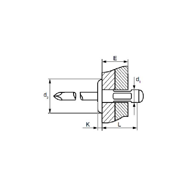 Заклепка вытяжная Ал/Ст 4,0х13 многозажимная / шир. бортик 12 мм Bralo, Диаметр гильзы, d1 мм: 4, Длина гильзы, L  мм: 13, Диаметр бортика, мм: 12 ,фото 2