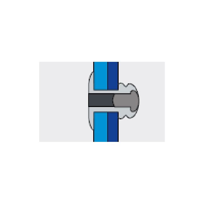 Заклепка вытяжная Ал/Ст 4,0х13 многозажимная / шир. бортик 12 мм Bralo, Диаметр гильзы, d1 мм: 4, Длина гильзы, L  мм: 13, Диаметр бортика, мм: 12 ,фото 5