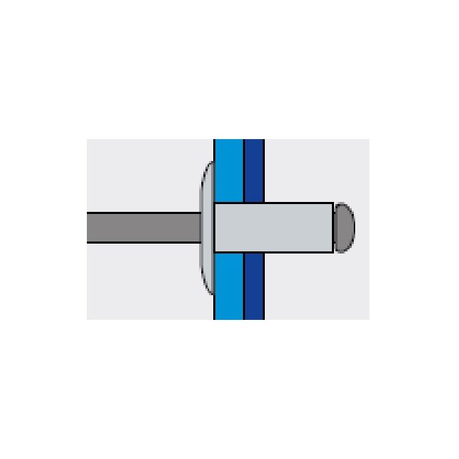 Заклепка вытяжная Ал/Ал 4,8х14 шир. бортик 14 мм Bralo, Диаметр гильзы, d1 мм: 4,8, Длина гильзы, L  мм: 14, Диаметр бортика, мм: 14 ,фото 3