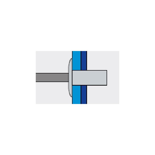 Заклепка вытяжная Ал/Ст 4,8х13 закрытая / шир. бортик 14 мм Bralo, Диаметр гильзы, d1 мм: 4,8, Длина гильзы, L  мм: 13 ,фото 3