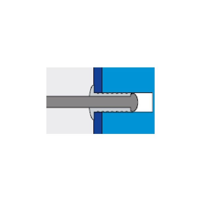 Заклепка вытяжная Ал/Ст 3,2х10 рифленая / станд. бортик Bralo, Диаметр гильзы, d1 мм: 3,2, Длина гильзы, L  мм: 10, Диаметр бортика, мм: 6.5 ,фото 4