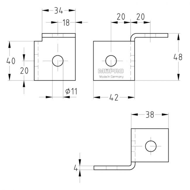 Соединительный монтажный уголок левый 90° для профиля 38/40-40/60, гор. оцинкованный ,фото 2