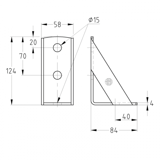 Угловая подвеска Mupro А4 с виброизолятором DGL нержавейка 316 ,фото 2