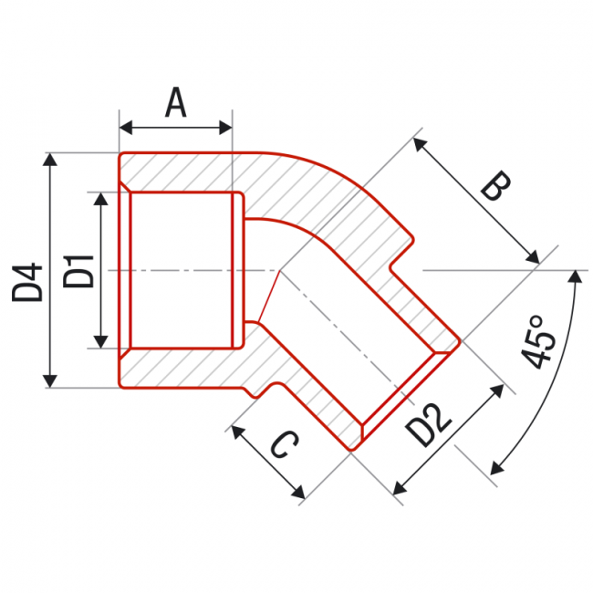 FV PPR Угольник 45° внутреннее / наружное, Размер изделия: 16 ,фото 2