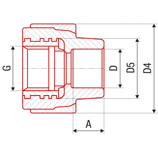 FV PPR Переход с металлической резьбой внутренней с крестом ,фото 2