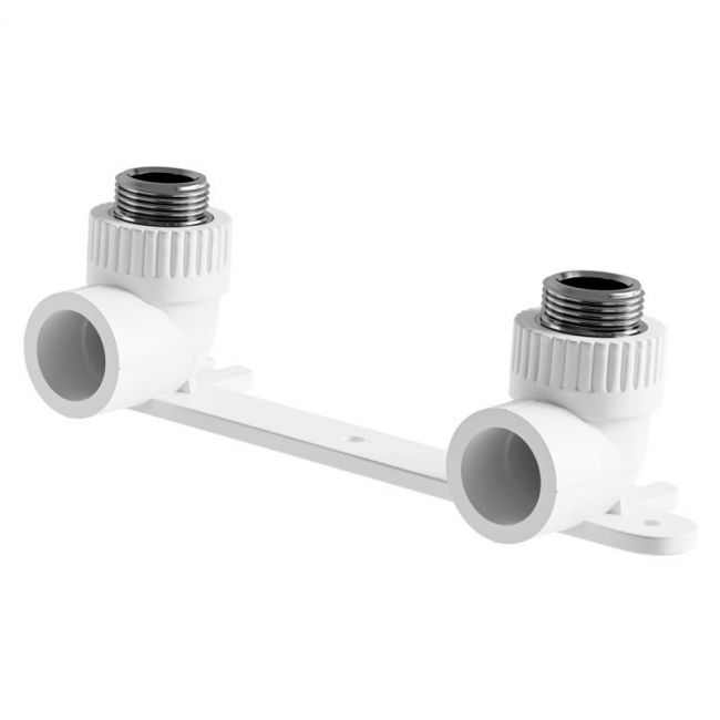 Отвод SLT AQUA PP-R двойной с креплением комб. НР 25*1/2" SLTFY9251, Размер изделия: 25х1/2 