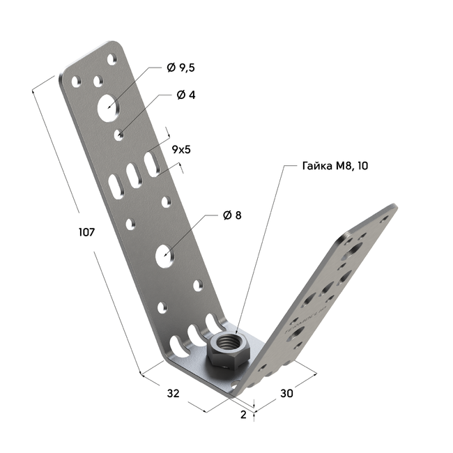 Кронштейн V-образный TDV 2F M8 Termoclip ,фото 5