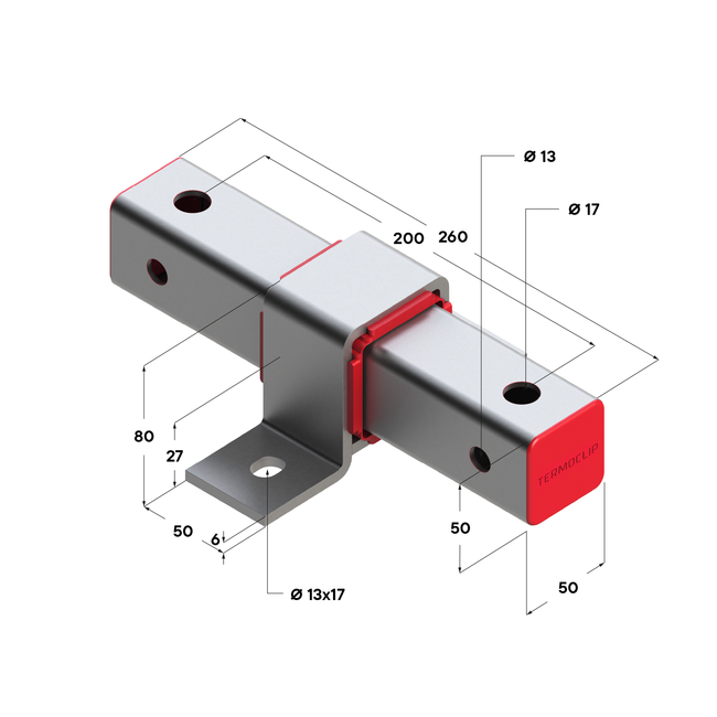 Опора скользящая TSA B50x50 F4 Termoclip ,фото 3