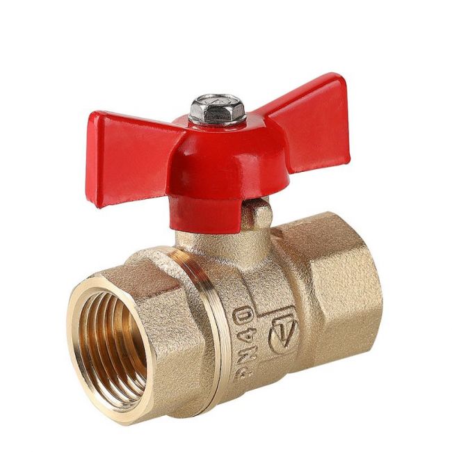 Кран шар. СТАНДАРТ, без покрытия, рукоятка бабочка 3/4", вн.-вн. (PN40) Valtec VT.122.GN.05, Размер крана: 3/4" 