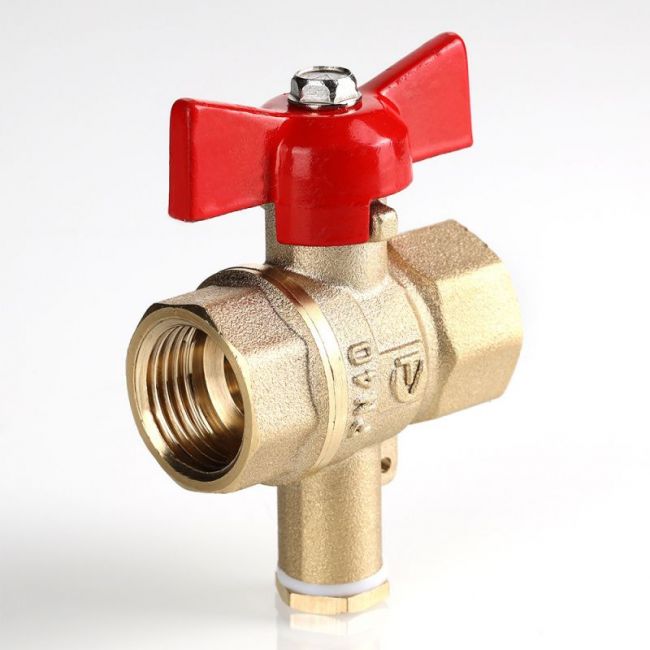 Кран шар. СТАНДАРТ, без покрытия, для подкл датч темп, рукоятка бабочка, 1/2", вн.-вн. (PN40) Valtec VT.128.GN.04 ,фото 3