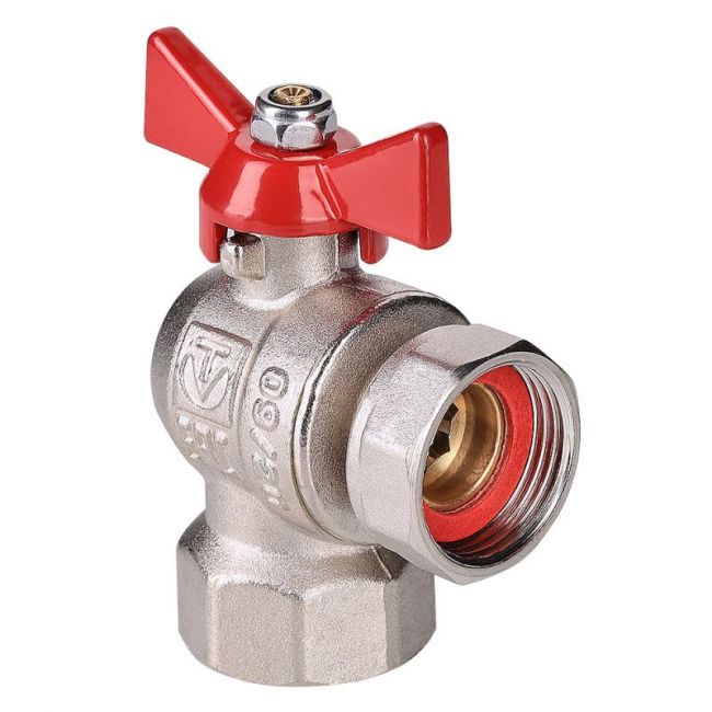 Кран шар. BASE угловой с накидной гайкой 3/4" вн.-вн. (короткий) Valtec VT.266.NS.0505, Размер крана: 3/4"х3/4" 