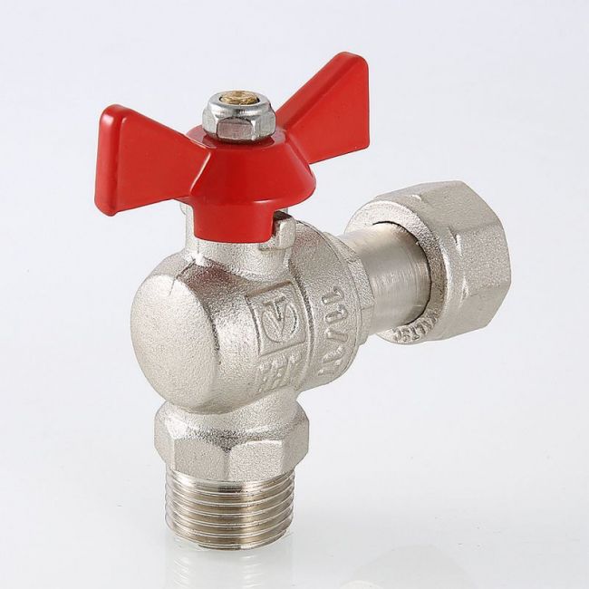 Кран шар. BASE угловой с накидной гайкой 3/4" вн.-нар. (короткий) Valtec VT.267.NS.0505, Размер крана: 3/4" ,фото 3