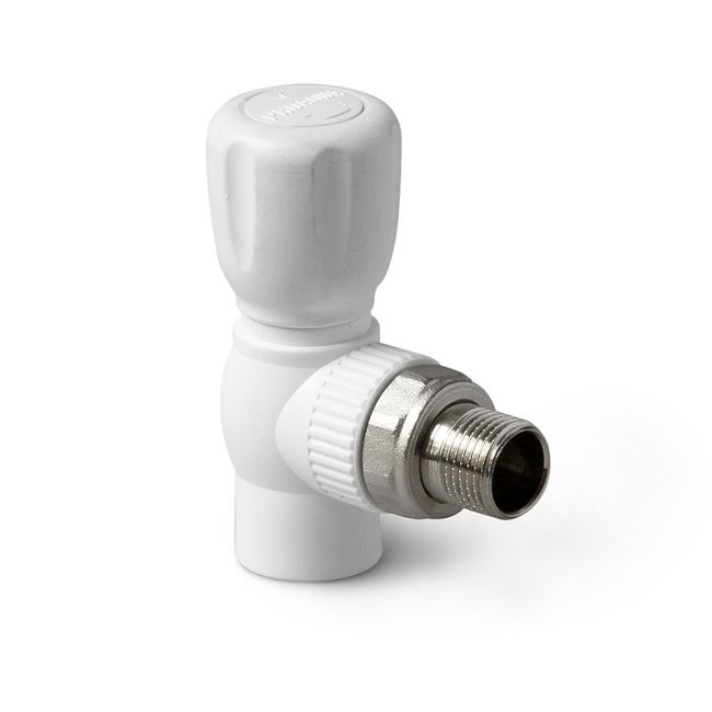 Шаровой кран для радиатора угловой полипропиленовый белый, 25-3/4, PRO AQUA, PA42110, Размер изделия: 25x3/4 