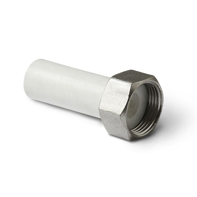 Штуцер с накидной гайкой полипропиленовый белый, 20-3/4, PRO AQUA, PA70010, Размер изделия: 20x3/4 