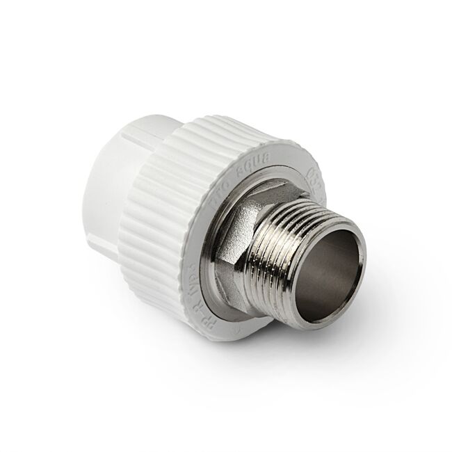 Муфта комбинированная под ключ полипропиленовая НР белая, 50-2, PRO AQUA, PA23523P, Размер изделия: 50x2 
