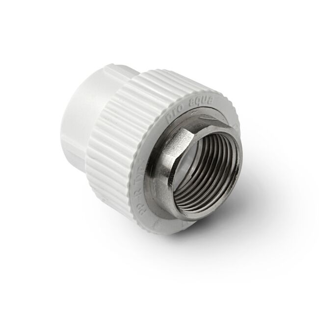 Муфта комбинированная под ключ полипропиленовая ВР белая, 110-4, PRO AQUA, PA22530P, Размер изделия: 50x2 