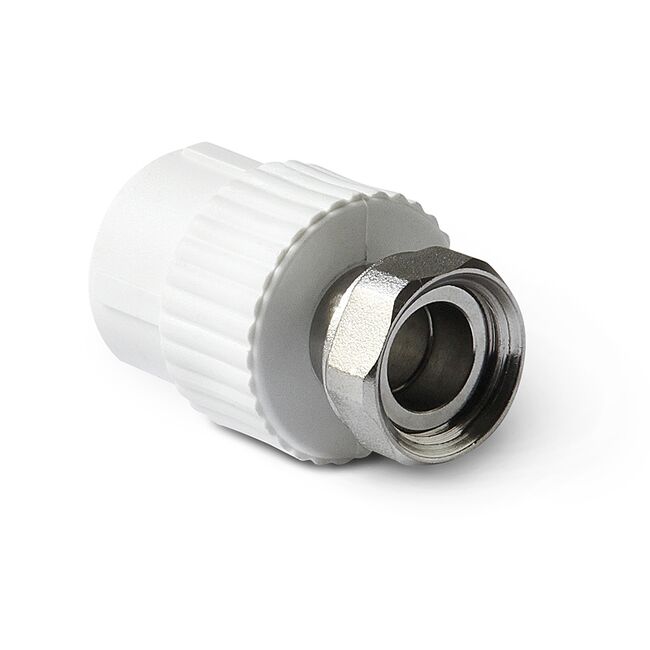 Муфта с накидной гайкой полипропиленовая белая, 20-3/4, PRO AQUA, PA29010, Размер изделия: 20x3/4 