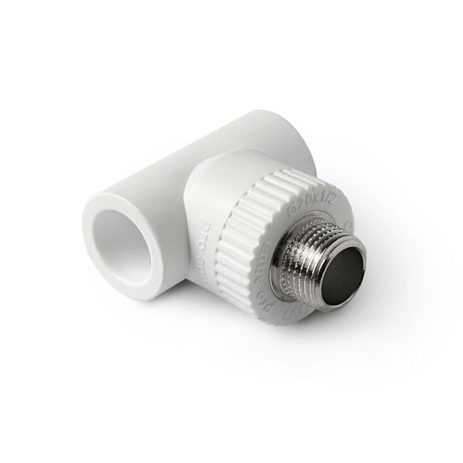 Тройник комбинированный полипропиленовый НР белый, 25-1/2, PRO AQUA, PA25012P, Размер изделия: 25x1/2 
