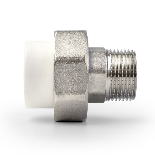 Муфта комбинированная разъемная (американка) полипропиленовая УСИЛЕННАЯ НР белая, 20-1/2, PRO AQUA, PA21008S, Размер изделия: 20x1/2 ,фото 2