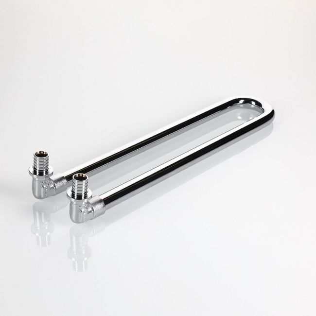 Угловой аксиальный фитинг с хромированной латунной трубкой двойной 16(2,2)х15 L 300 мм Valtec VTm.481.DC.001615 ,фото 3