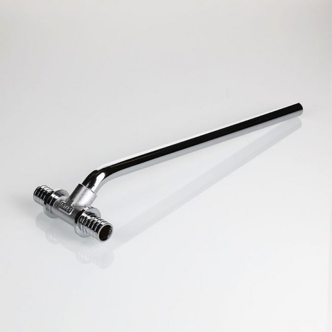 Аксиальный фитинг- тройник с хромированной латунной трубкой короткий 20(2,8)х15х20(2,8) L 300 мм Valtec VTm.482.C.201520, Для трубы диаметром, мм: 20х2,8 ,фото 3