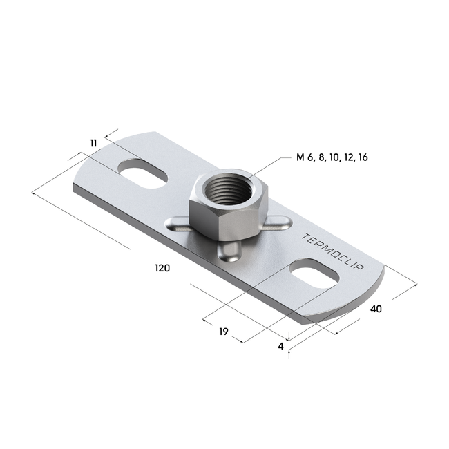 Пластина опорная для высоких нагрузок TBP H 4F2 M16 Termoclip ,фото 4