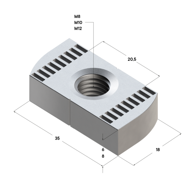 Гайка профиля TN 41 6F M8 (900/100 шт/кор) Termoclip ,фото 3