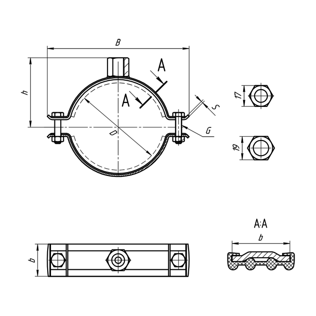 Хомут для высоких нагрузок PI-НD 3/4"(25-32) М10 25х2FV Termoclip, Размер хомута в дюймах: ¾”, Для трубы диаметром, мм: 25-32, Материал хомута: Сталь оцинкованная, Метрическая резьба: М10 ,фото 2