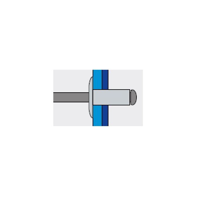 Заклепка вытяжная Нерж. сталь/Нерж. сталь 4x10 Широкий бортик Fasty, Диаметр гильзы, d1 мм: 4, Длина гильзы, L  мм: 10, Диаметр бортика, мм: 12 ,фото 3