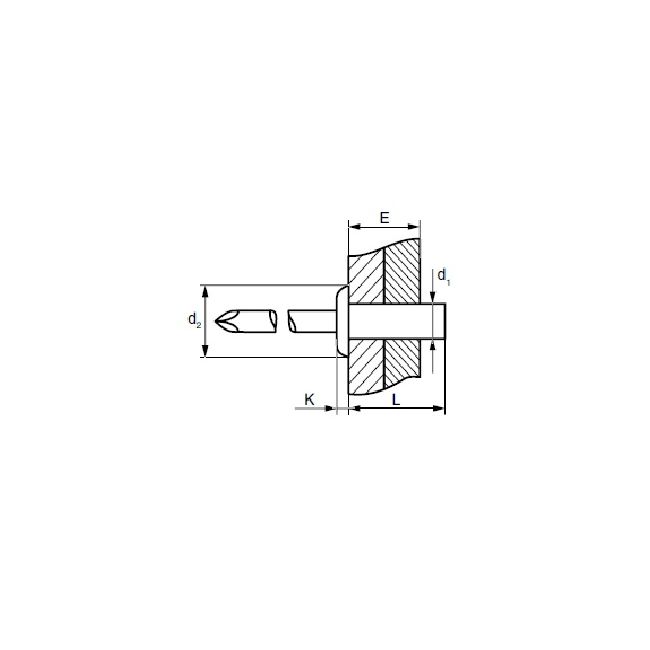 Заклепка вытяжная Медь/Ст 4,8х12 закрытая / станд. бортик Bralo, Диаметр гильзы, d1 мм: 4,8, Длина гильзы, L  мм: 12 ,фото 2
