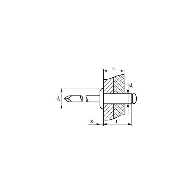 Заклепка вытяжная Нерж.А4/Нерж.А4 4,8х8 станд. бортик Bralo, Диаметр гильзы, d1 мм: 4,8, Длина гильзы, L  мм: 8 ,фото 2