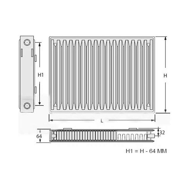 Радиатор стальной панельный Kermi FTV Тип 11 высота 600 mm нижнее правое подключение, Длина, мм: 400 ,фото 2