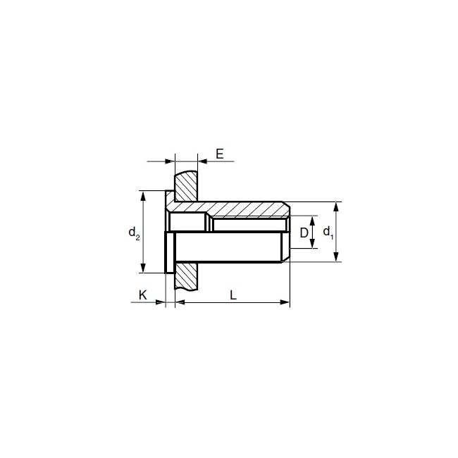 Заклепка с внутр. резьбой М8 АЛ-ЦБ E>3 мм Bralo, Внутренняя резьба: М8, Длина гильзы, L  мм: 18,5 ,фото 2