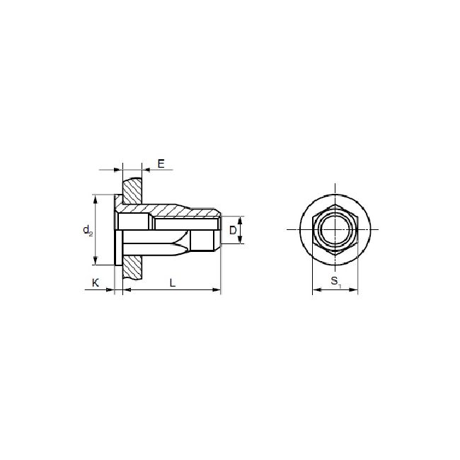 Заклепка с внутр. резьбой 6-гран. 1/2 М12 СТ-ЦБ Bralo, Внутренняя резьба: М12, Длина гильзы, L  мм: 25 ,фото 2