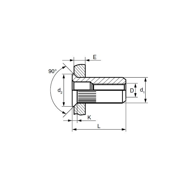 Заклепка с внутр. резьбой М6 НЕРЖ-ПБН с насечкой Bralo, Внутренняя резьба: М6, Длина гильзы, L  мм: 16 ,фото 3